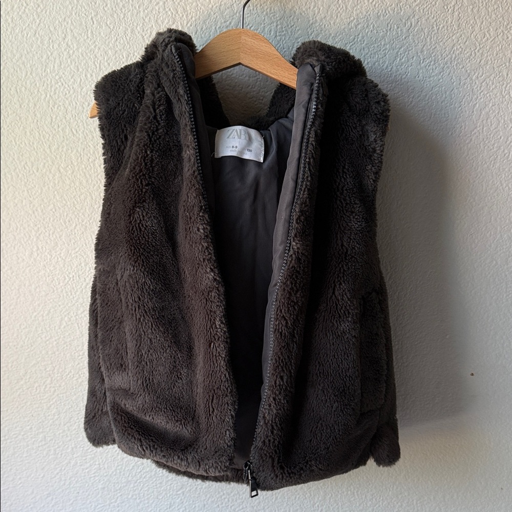 Zara Kids Furry Dark Gray Vest